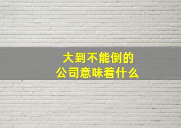 大到不能倒的公司意味着什么