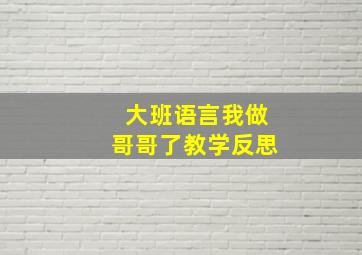 大班语言我做哥哥了教学反思