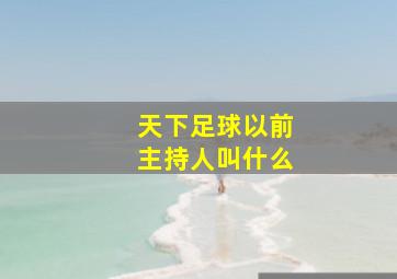 天下足球以前主持人叫什么