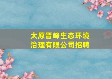 太原晋峰生态环境治理有限公司招聘