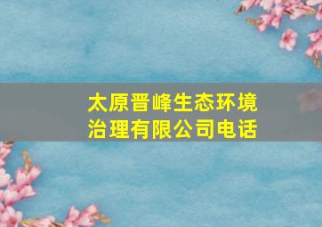 太原晋峰生态环境治理有限公司电话