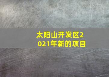 太阳山开发区2021年新的项目