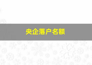 央企落户名额