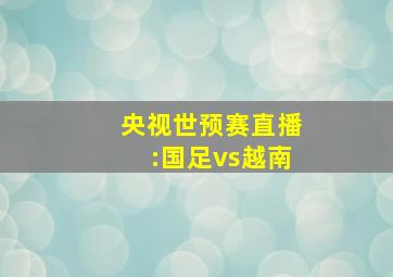 央视世预赛直播:国足vs越南