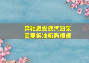 奔驰威霆换汽油泵需要拆油箱吗视频