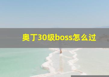 奥丁30级boss怎么过