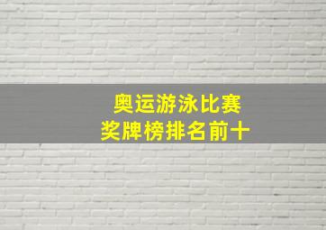 奥运游泳比赛奖牌榜排名前十