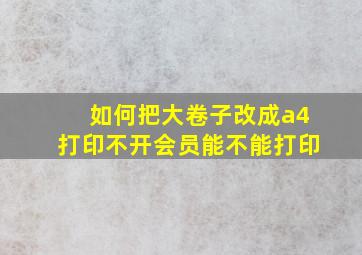 如何把大卷子改成a4打印不开会员能不能打印