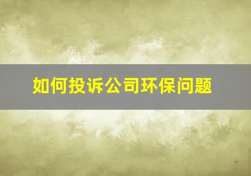 如何投诉公司环保问题