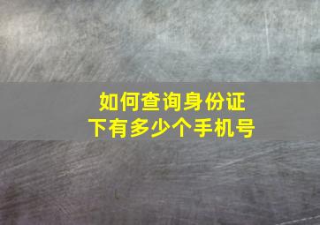 如何查询身份证下有多少个手机号