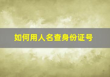 如何用人名查身份证号