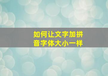 如何让文字加拼音字体大小一样