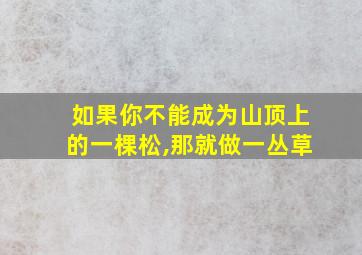 如果你不能成为山顶上的一棵松,那就做一丛草