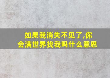 如果我消失不见了,你会满世界找我吗什么意思