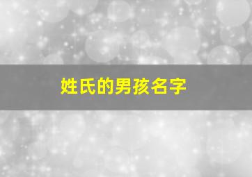 姓氏的男孩名字