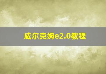 威尔克姆e2.0教程