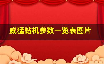 威猛钻机参数一览表图片