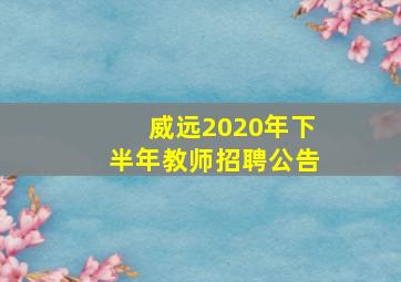 威远2020年下半年教师招聘公告