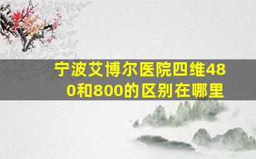 宁波艾博尔医院四维480和800的区别在哪里