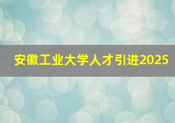 安徽工业大学人才引进2025