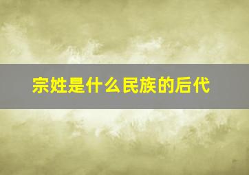 宗姓是什么民族的后代