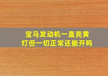 宝马发动机一直亮黄灯但一切正常还能开吗