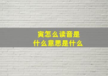 寅怎么读音是什么意思是什么