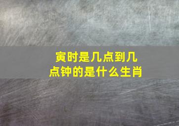 寅时是几点到几点钟的是什么生肖