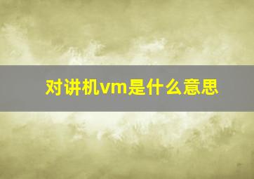 对讲机vm是什么意思