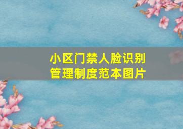 小区门禁人脸识别管理制度范本图片