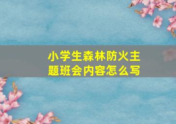 小学生森林防火主题班会内容怎么写