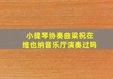 小提琴协奏曲粱祝在维也纳音乐厅演奏过吗