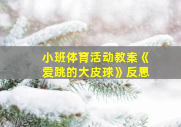 小班体育活动教案《爱跳的大皮球》反思