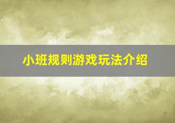 小班规则游戏玩法介绍