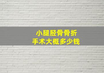 小腿胫骨骨折手术大概多少钱