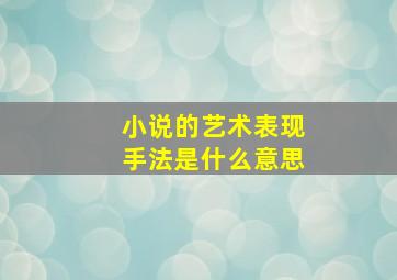 小说的艺术表现手法是什么意思