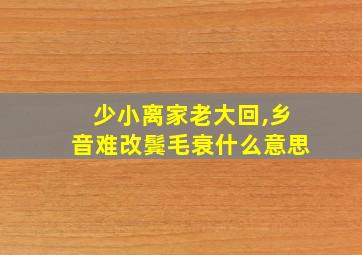 少小离家老大回,乡音难改鬓毛衰什么意思