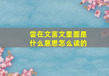 尝在文言文里面是什么意思怎么读的