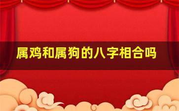 属鸡和属狗的八字相合吗