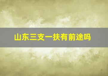 山东三支一扶有前途吗