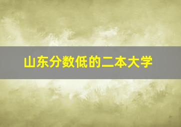 山东分数低的二本大学