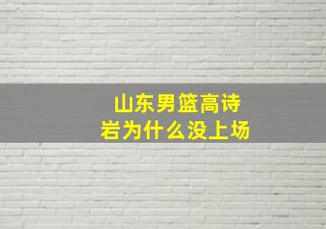 山东男篮高诗岩为什么没上场