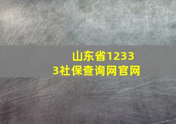 山东省12333社保查询网官网