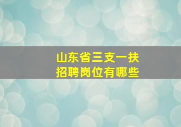 山东省三支一扶招聘岗位有哪些