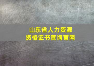 山东省人力资源资格证书查询官网