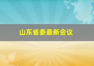 山东省委最新会议