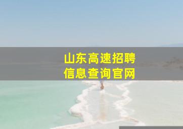 山东高速招聘信息查询官网