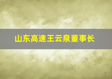 山东高速王云泉董事长