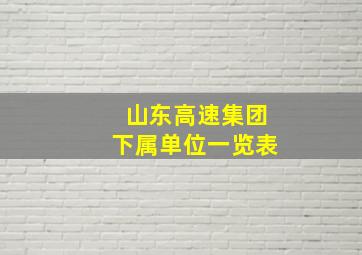 山东高速集团下属单位一览表