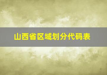 山西省区域划分代码表